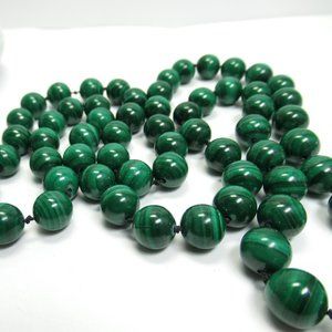 Hand Knotted Malachite Necklace on Silk